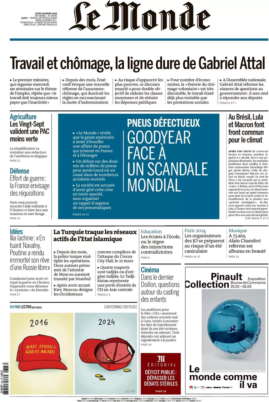 prima pagina - Le Monde del 28/03/2024