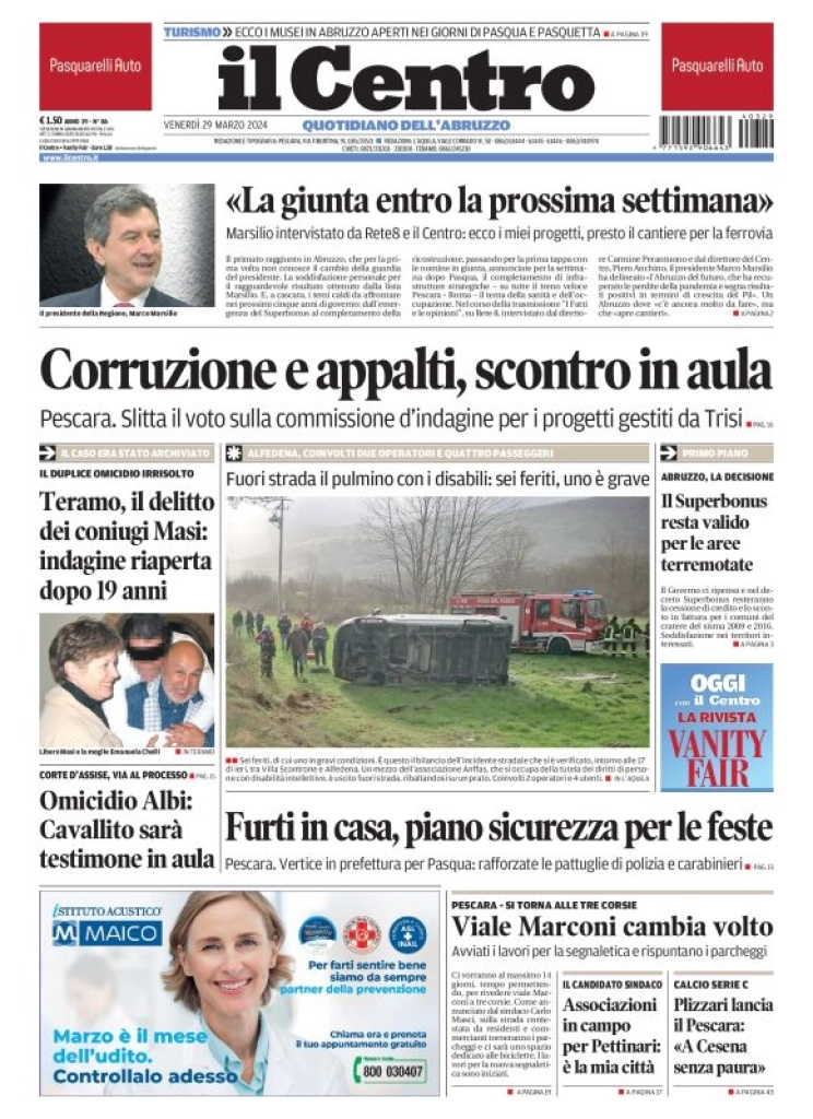 prima pagina - Il Centro (Pescara) del 29/03/2024