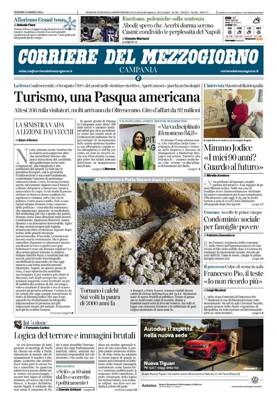anteprima della prima pagina di corriere-del-mezzogiorno-campania del 29/03/2024