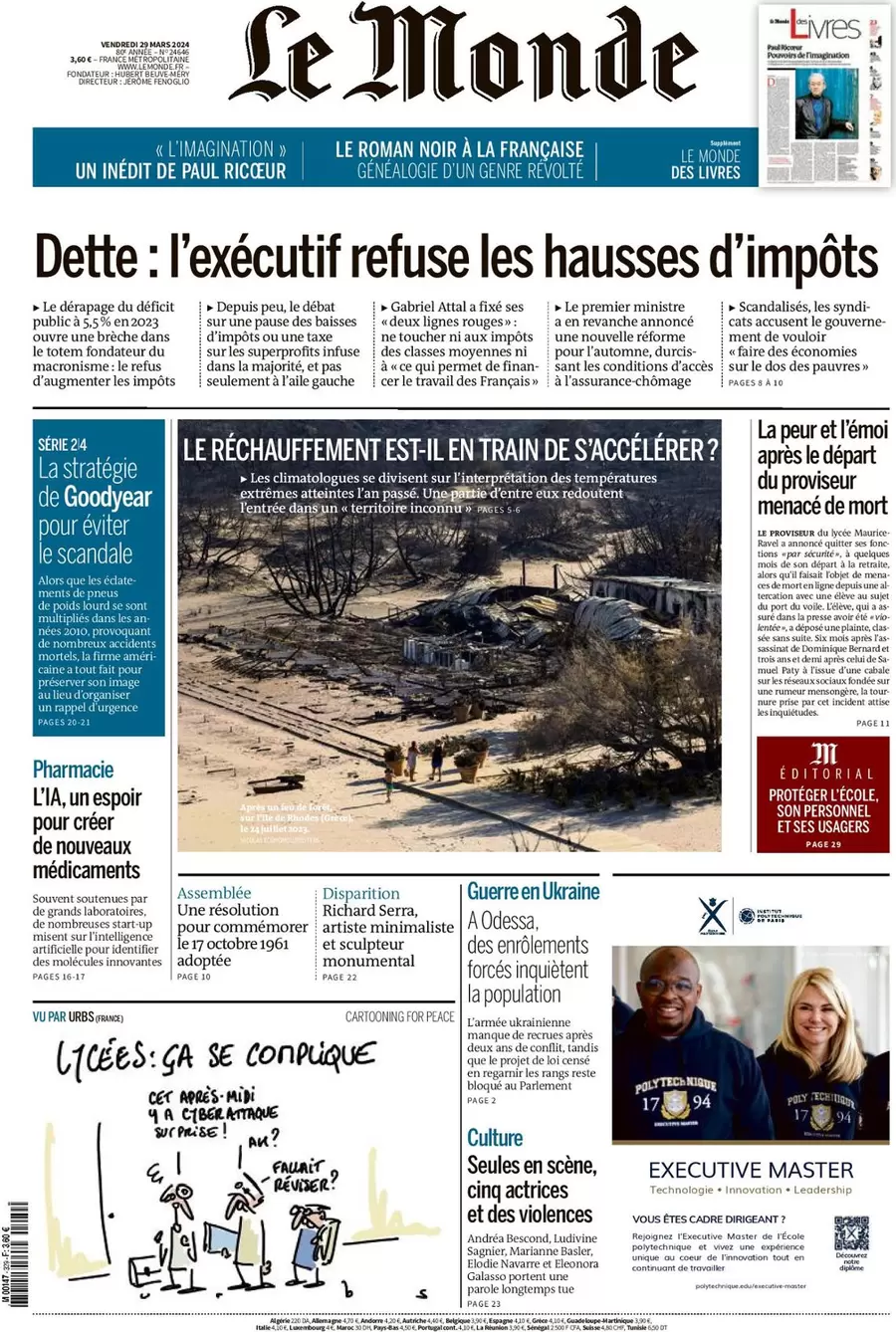 prima pagina - Le Monde del 29/03/2024