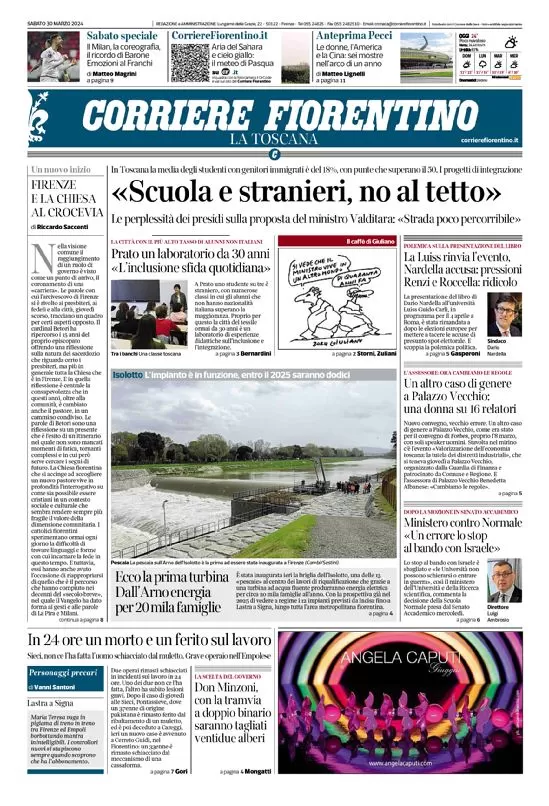 anteprima della prima pagina di corriere-fiorentino del 30/03/2024