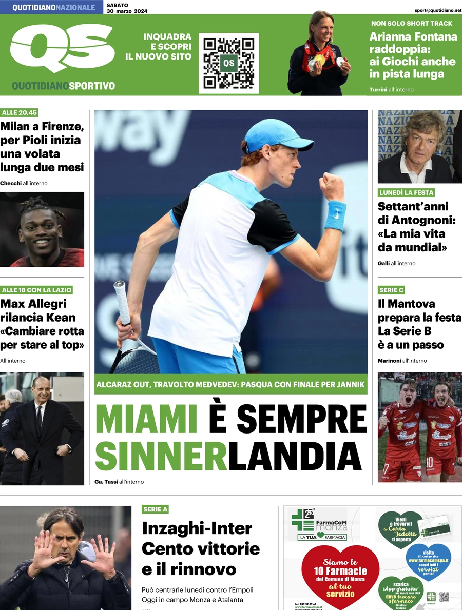 prima pagina - QS Quotidiano Sportivo del 30/03/2024