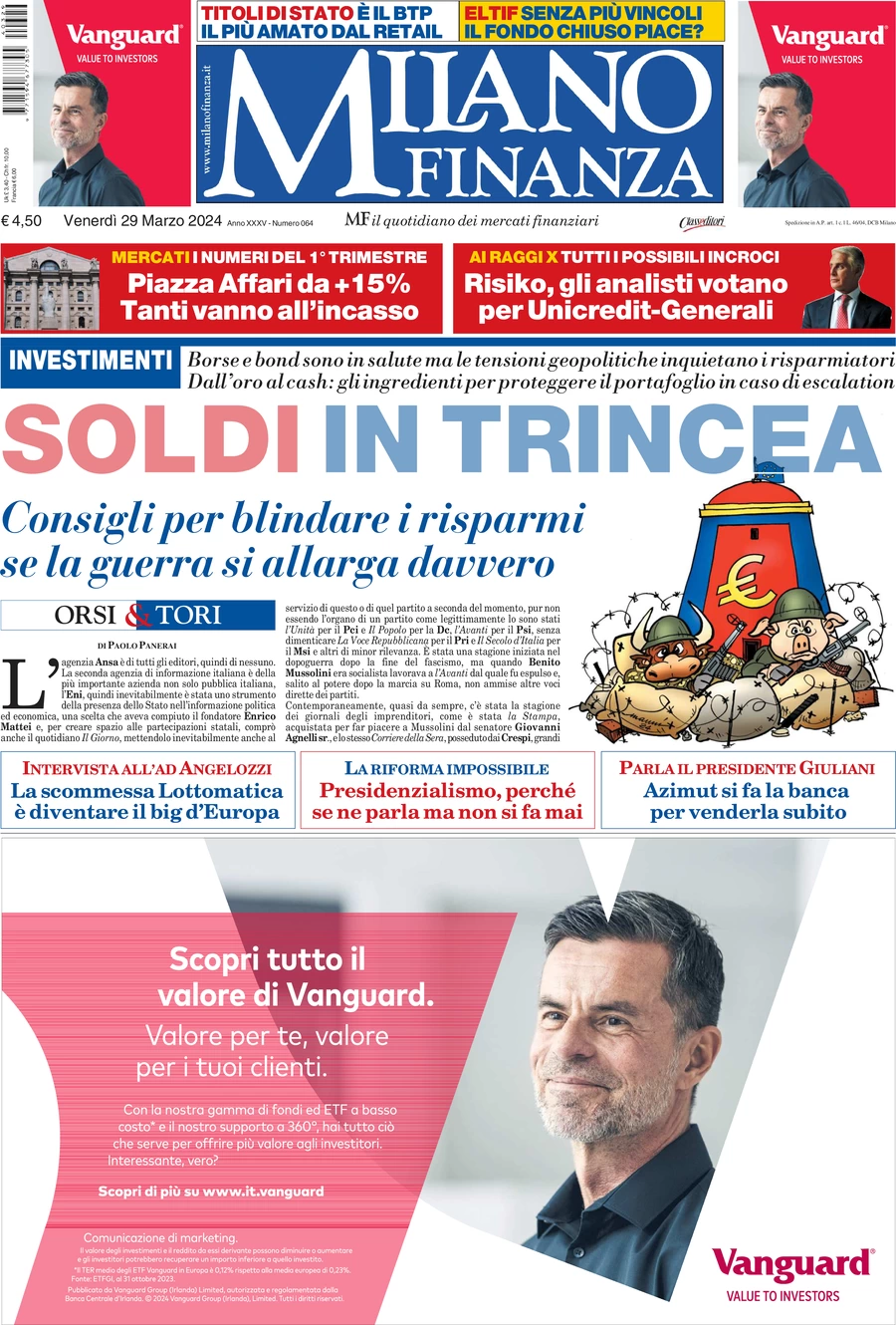 prima pagina - MF Milano Finanza del 30/03/2024