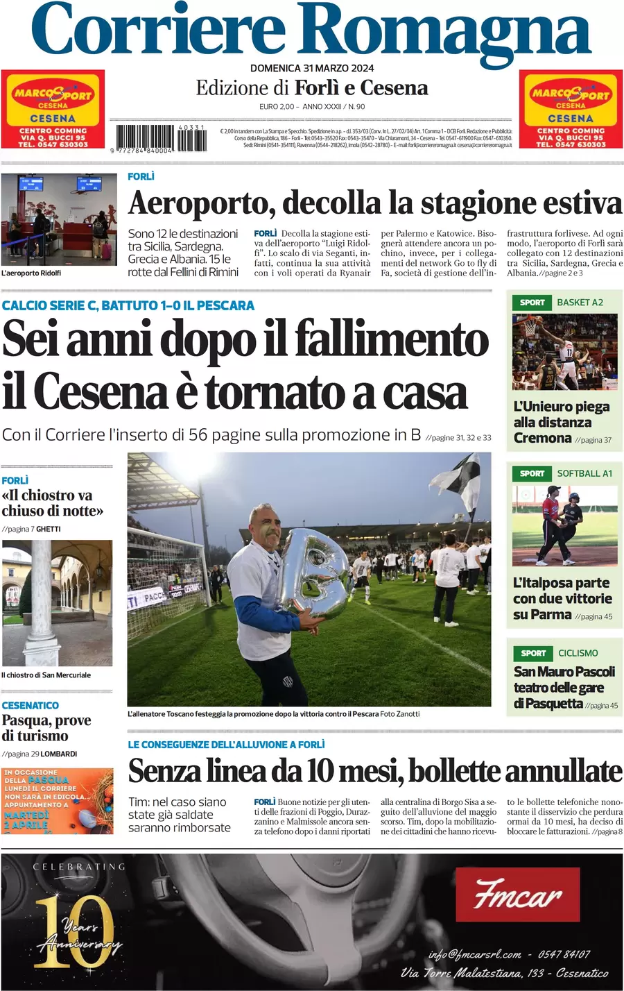 anteprima della prima pagina di corriere-romagna-forl-e-cesena del 31/03/2024