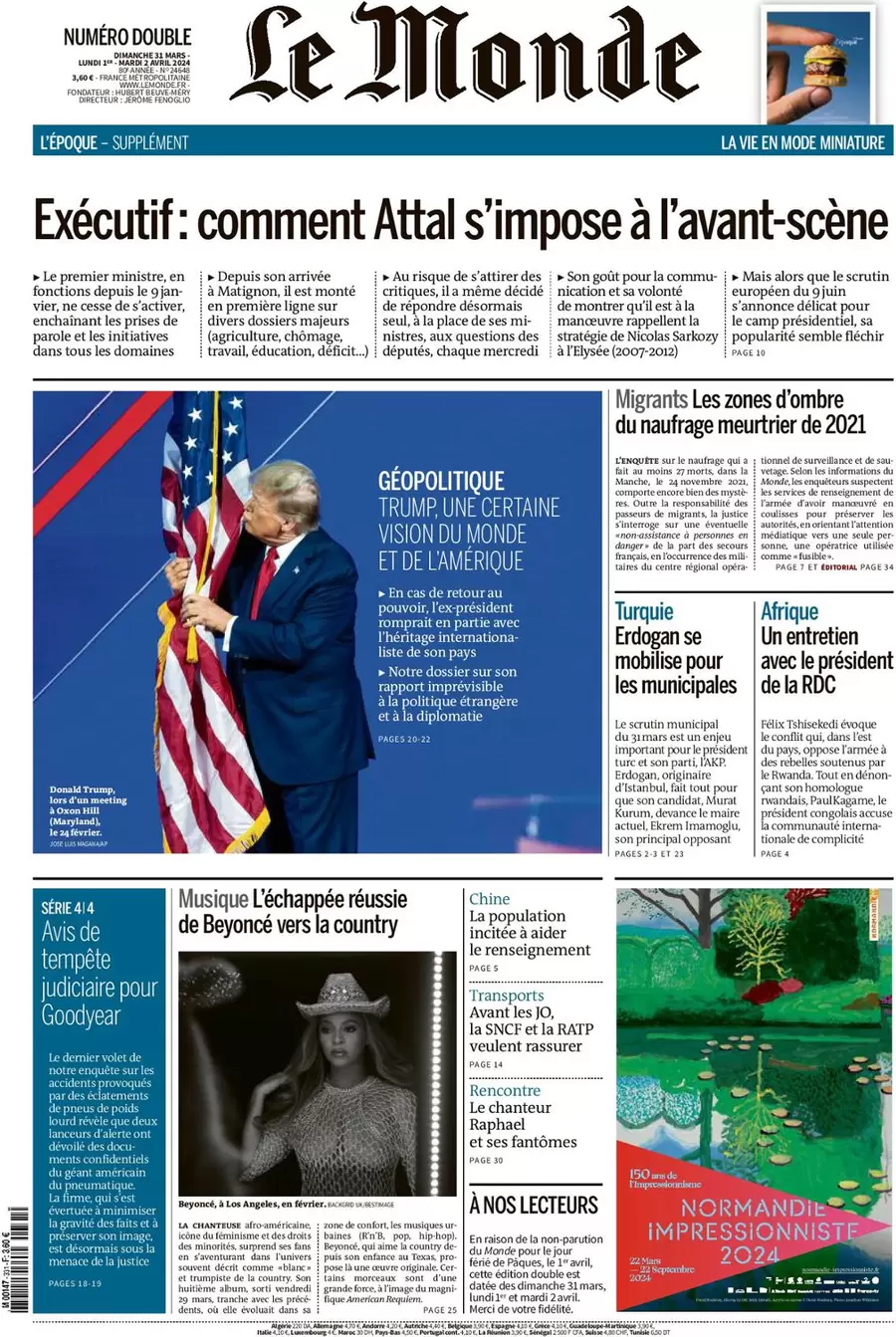 prima pagina - Le Monde del 31/03/2024