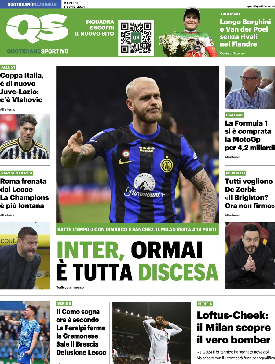 prima pagina - QS Quotidiano Sportivo del 02/04/2024