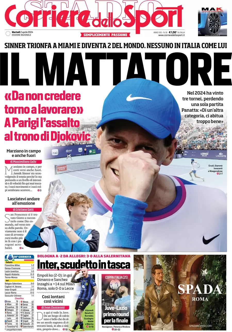 prima pagina - Corriere dello Sport del 02/04/2024