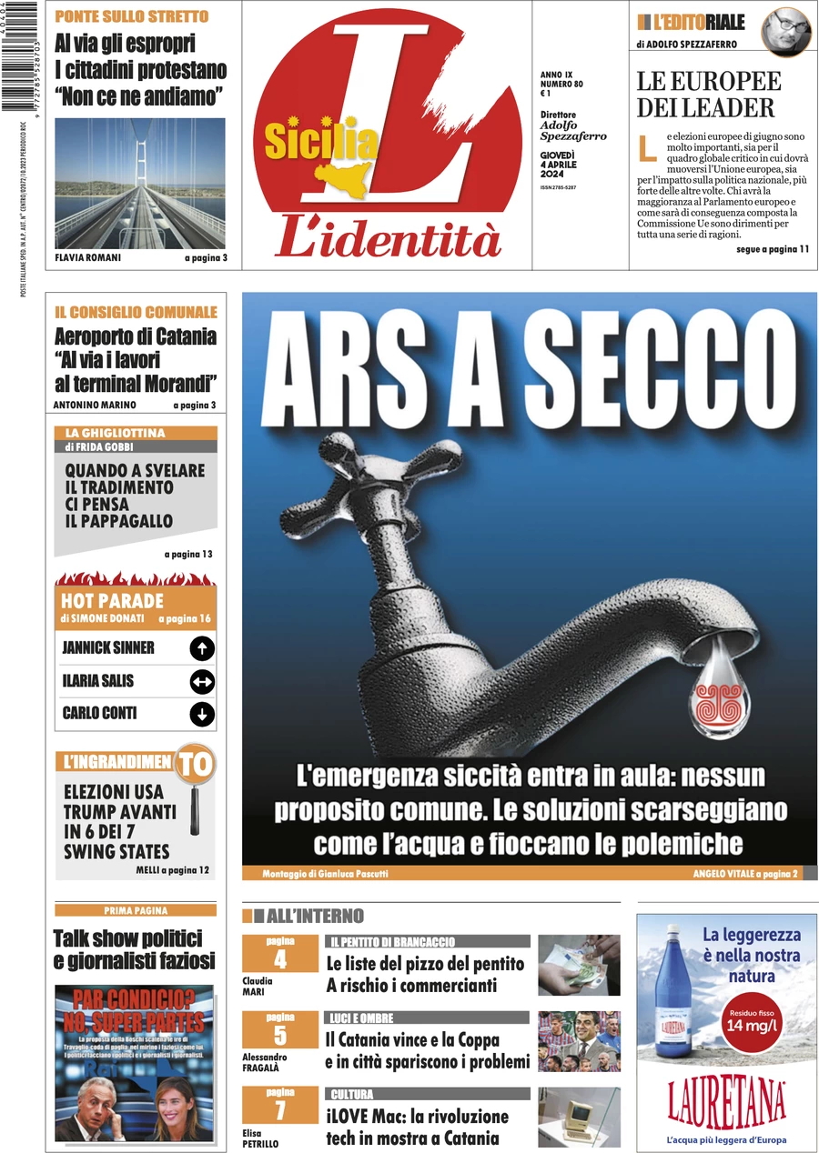 anteprima della prima pagina di lidentit-della-sicilia del 03/04/2024