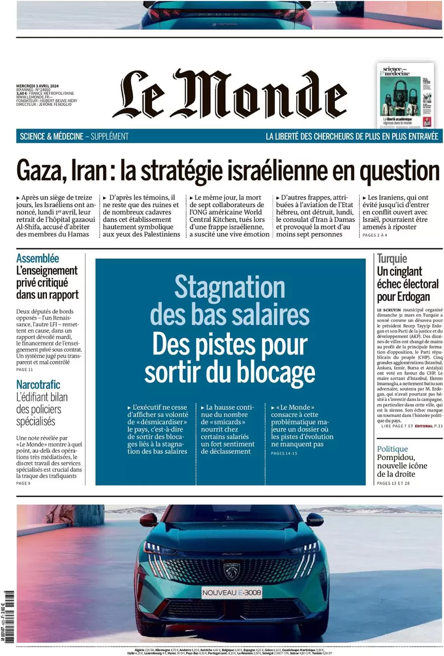 prima pagina - Le Monde del 03/04/2024