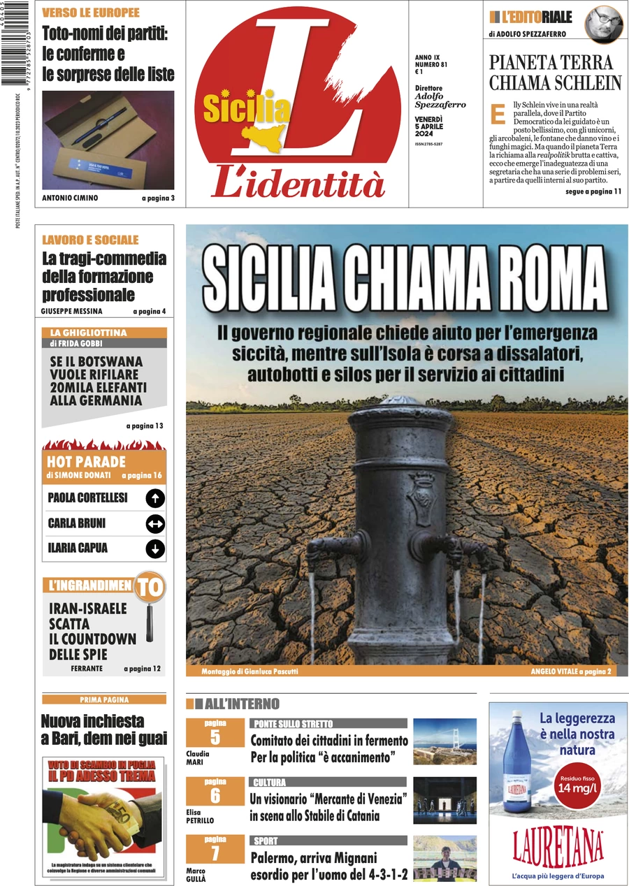 anteprima della prima pagina di lidentit-della-sicilia del 04/04/2024