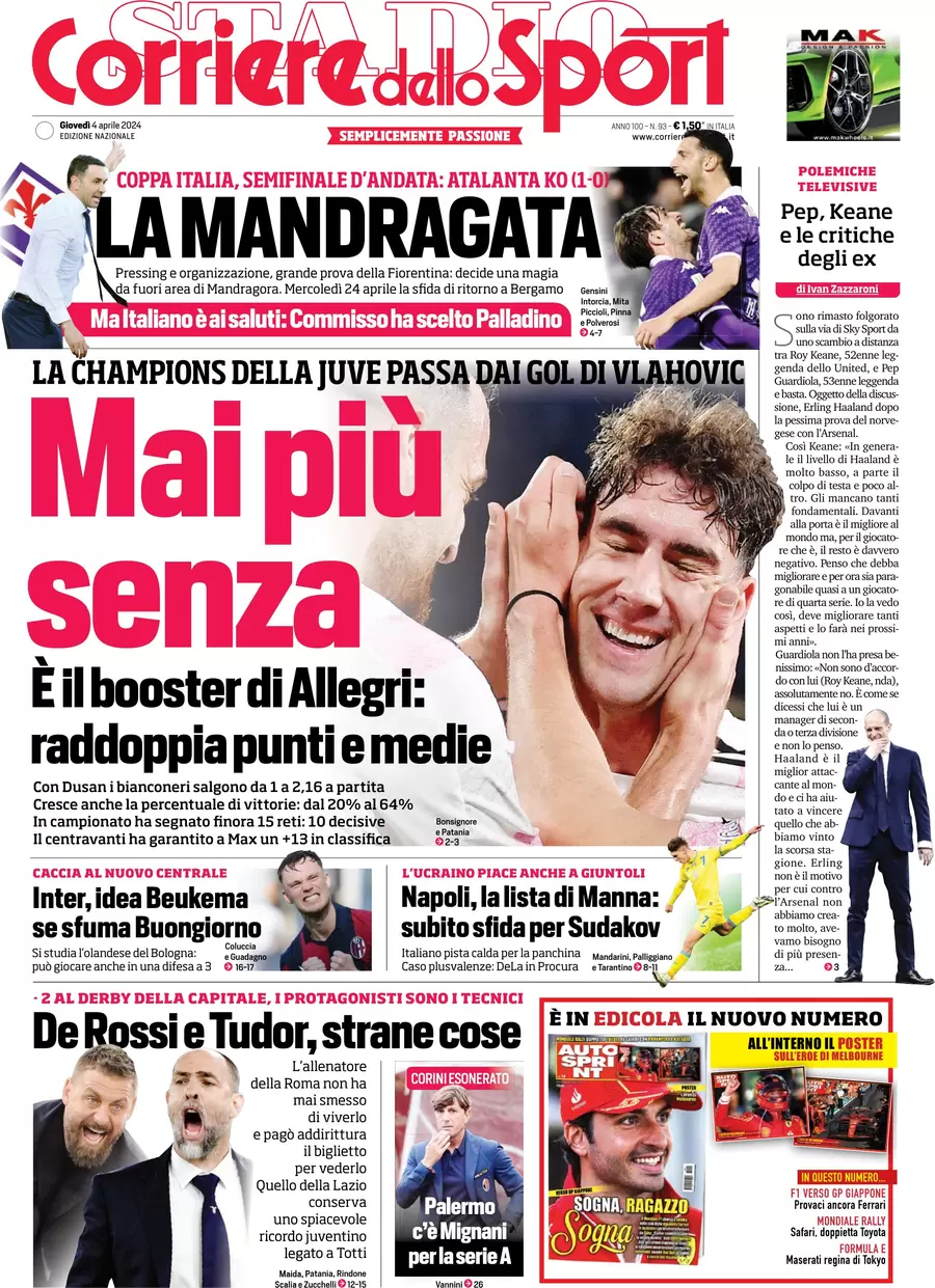 prima pagina - Corriere dello Sport del 04/04/2024