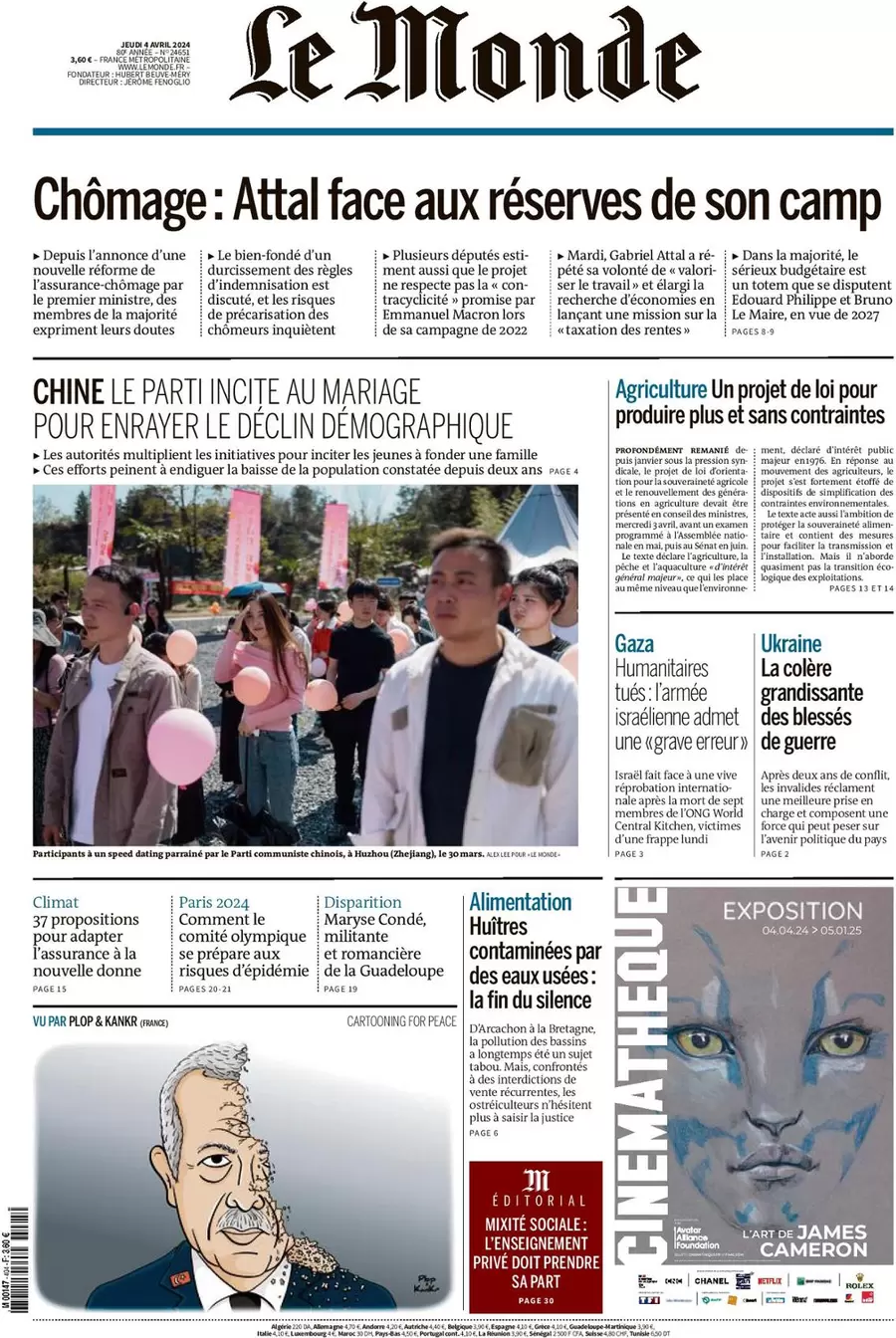 prima pagina - Le Monde del 04/04/2024