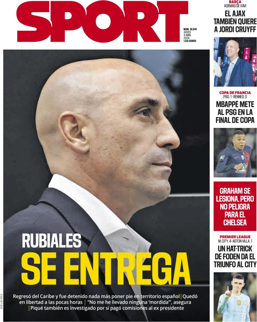 anteprima della prima pagina di sport-barcelona del 04/04/2024