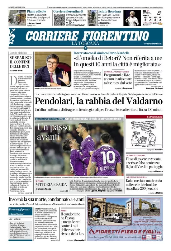 anteprima della prima pagina di corriere-fiorentino del 04/04/2024