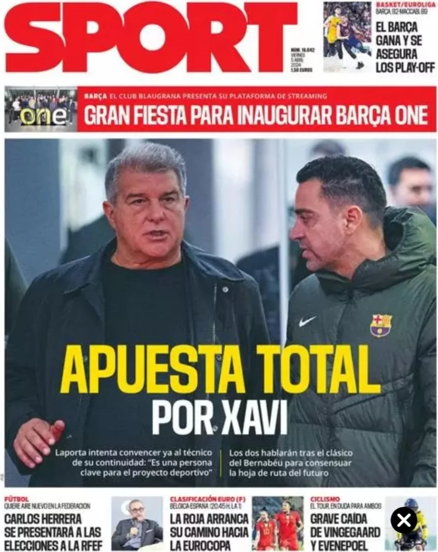 anteprima della prima pagina di sport-barcelona del 05/04/2024
