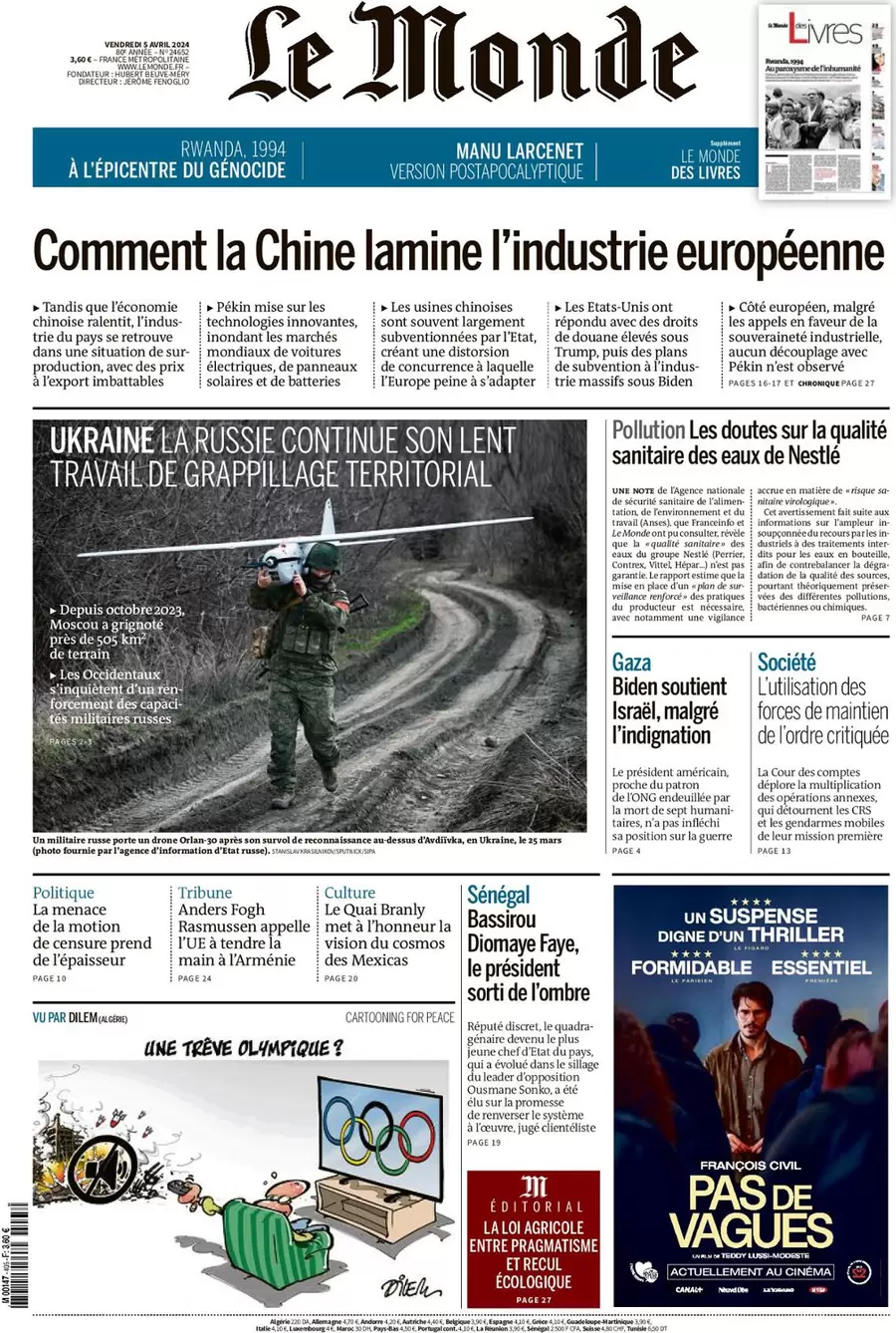 prima pagina - Le Monde del 05/04/2024