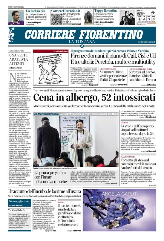 anteprima della prima pagina di corriere-fiorentino del 06/04/2024