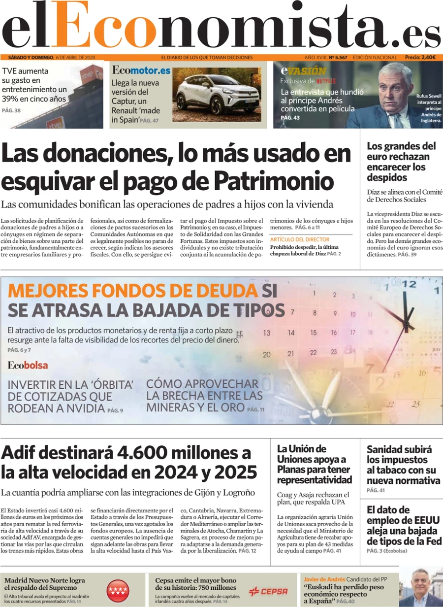 prima pagina - El Economista del 06/04/2024
