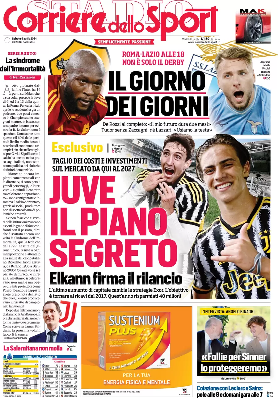 prima pagina - Corriere dello Sport del 06/04/2024