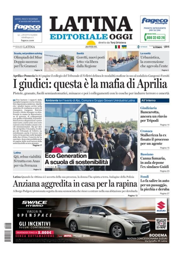 anteprima della prima pagina di latina-editoriale-oggi del 06/04/2024