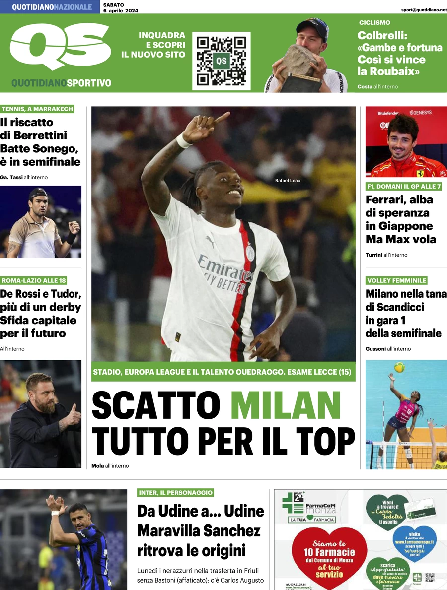 prima pagina - QS Quotidiano Sportivo del 06/04/2024