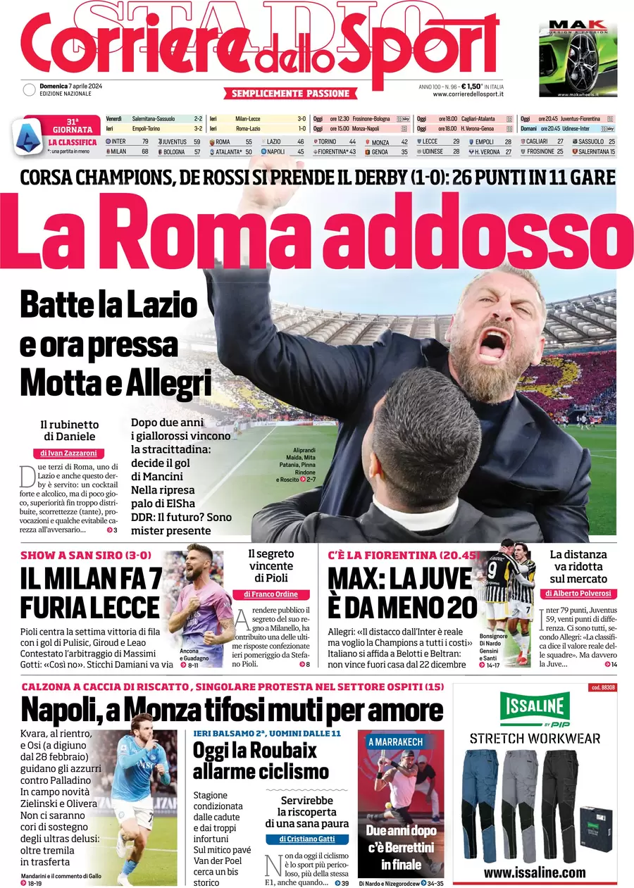 prima pagina - Corriere dello Sport del 07/04/2024
