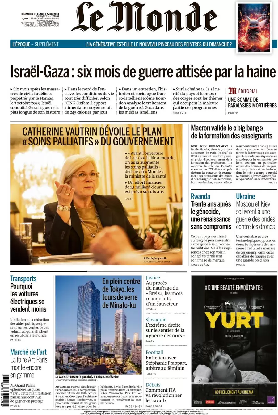 prima pagina - Le Monde del 07/04/2024