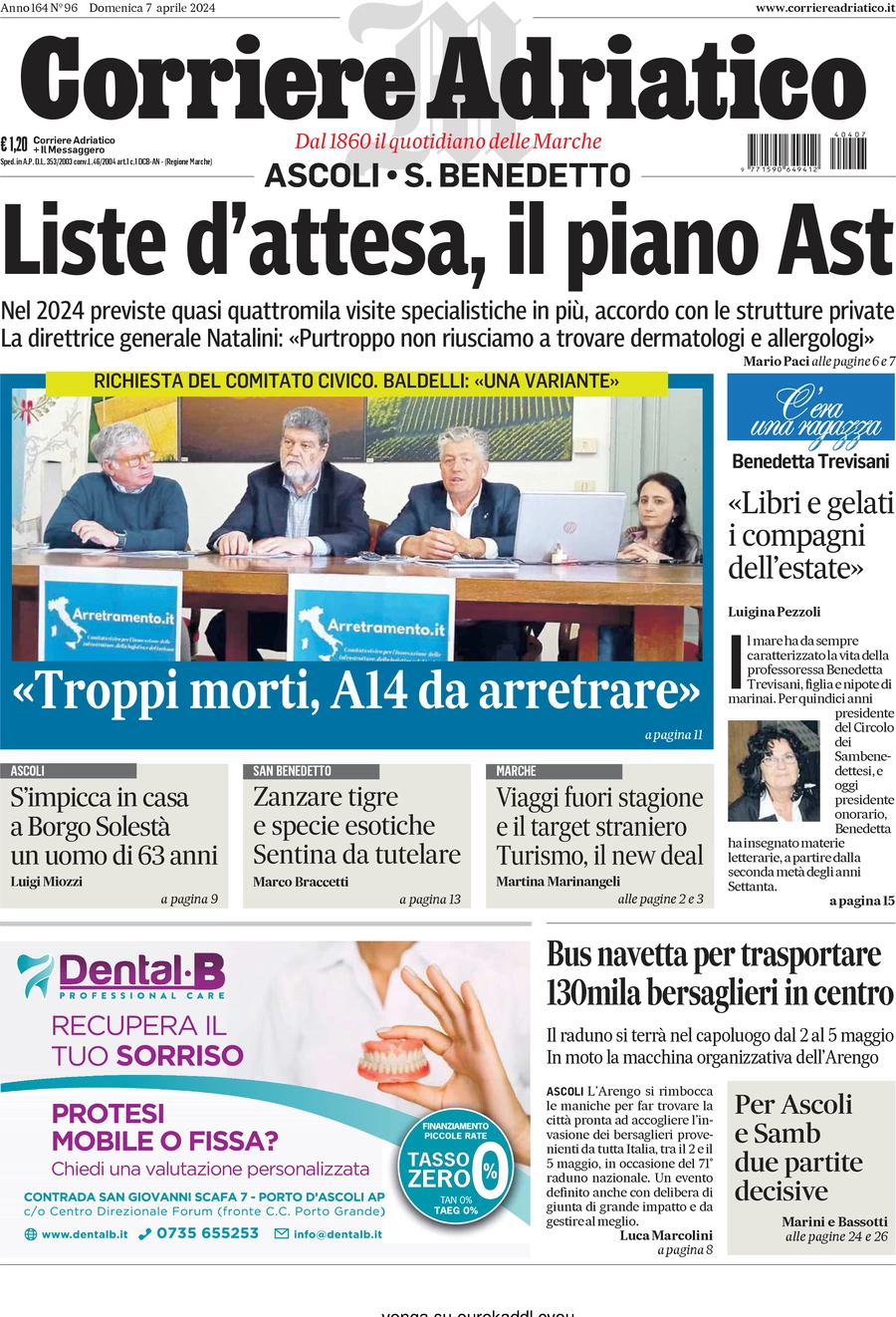 anteprima della prima pagina di corriere-adriatico-ascoli del 07/04/2024
