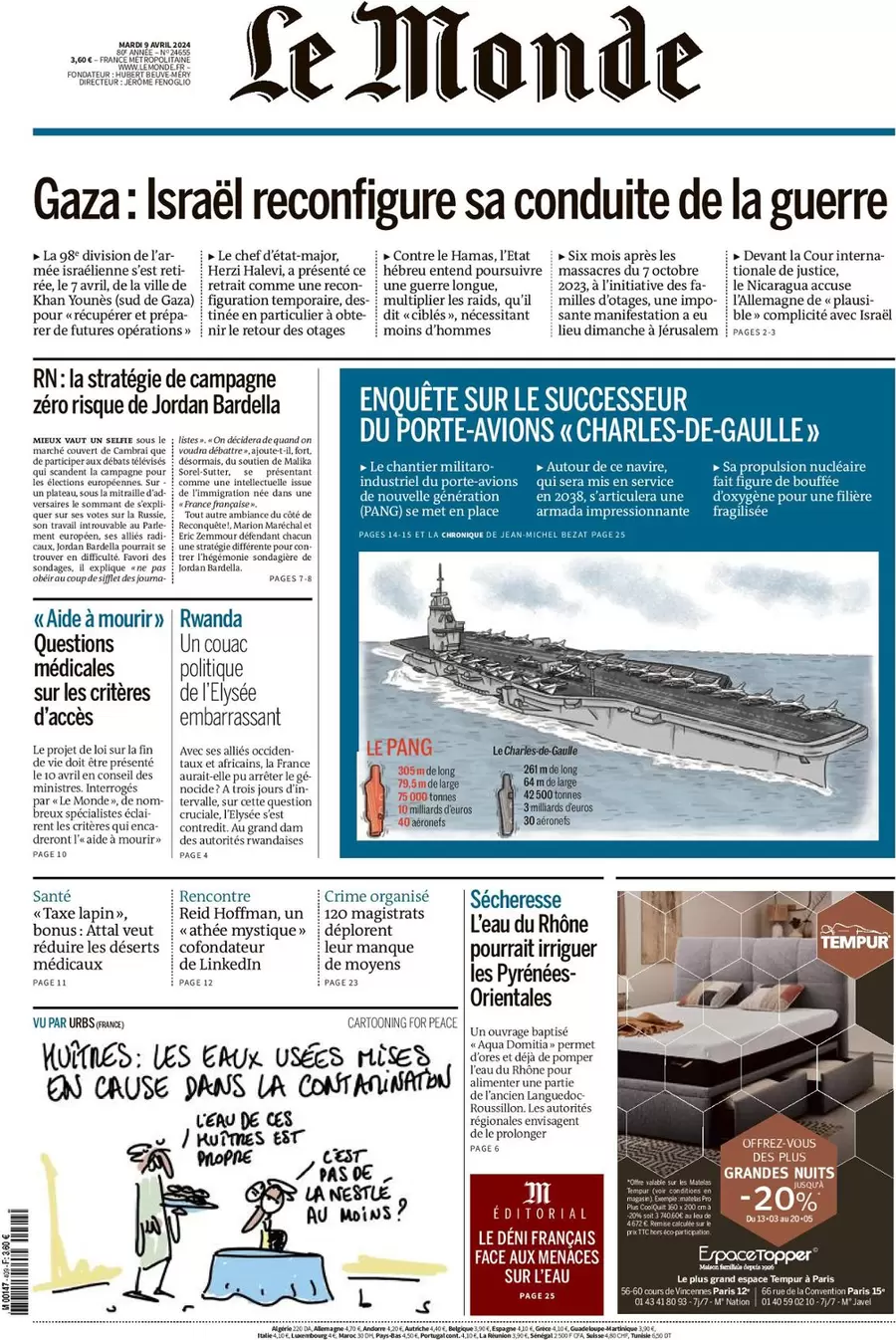 prima pagina - Le Monde del 08/04/2024