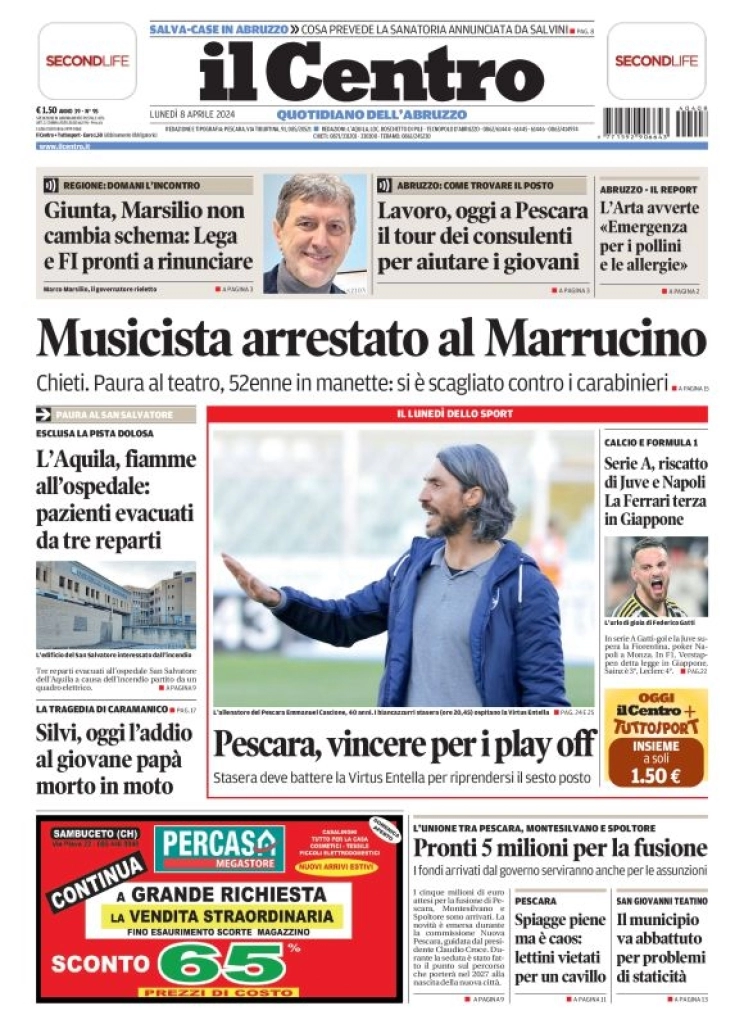 prima pagina - Il Centro (Pescara) del 08/04/2024
