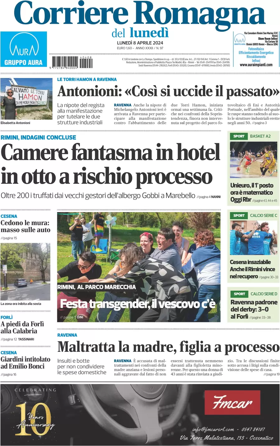 anteprima della prima pagina di corriere-romagna-forl-e-cesena del 08/04/2024