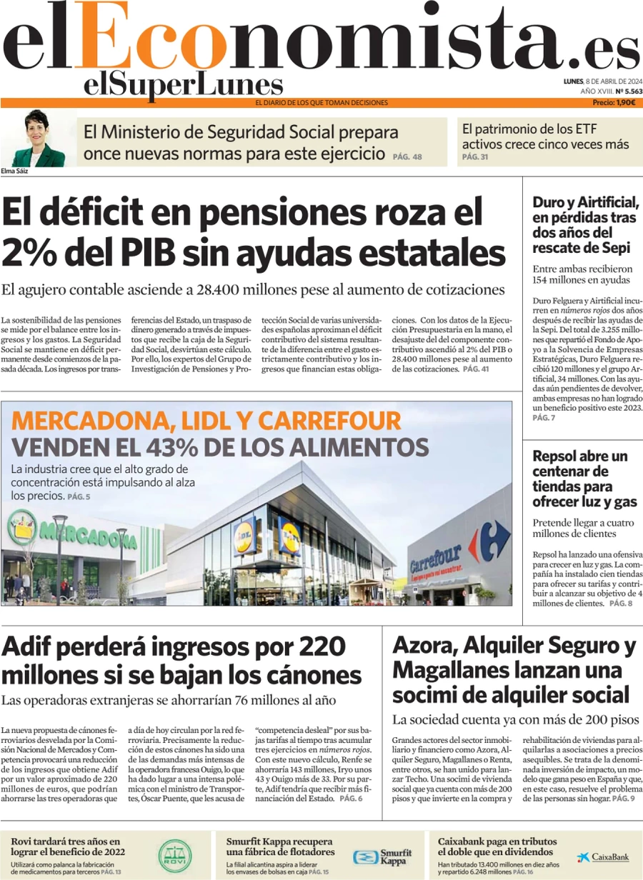 prima pagina - El Economista del 08/04/2024