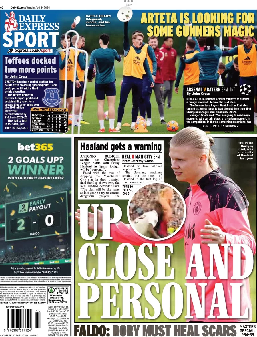 anteprima della prima pagina di daily-express-sport del 08/04/2024