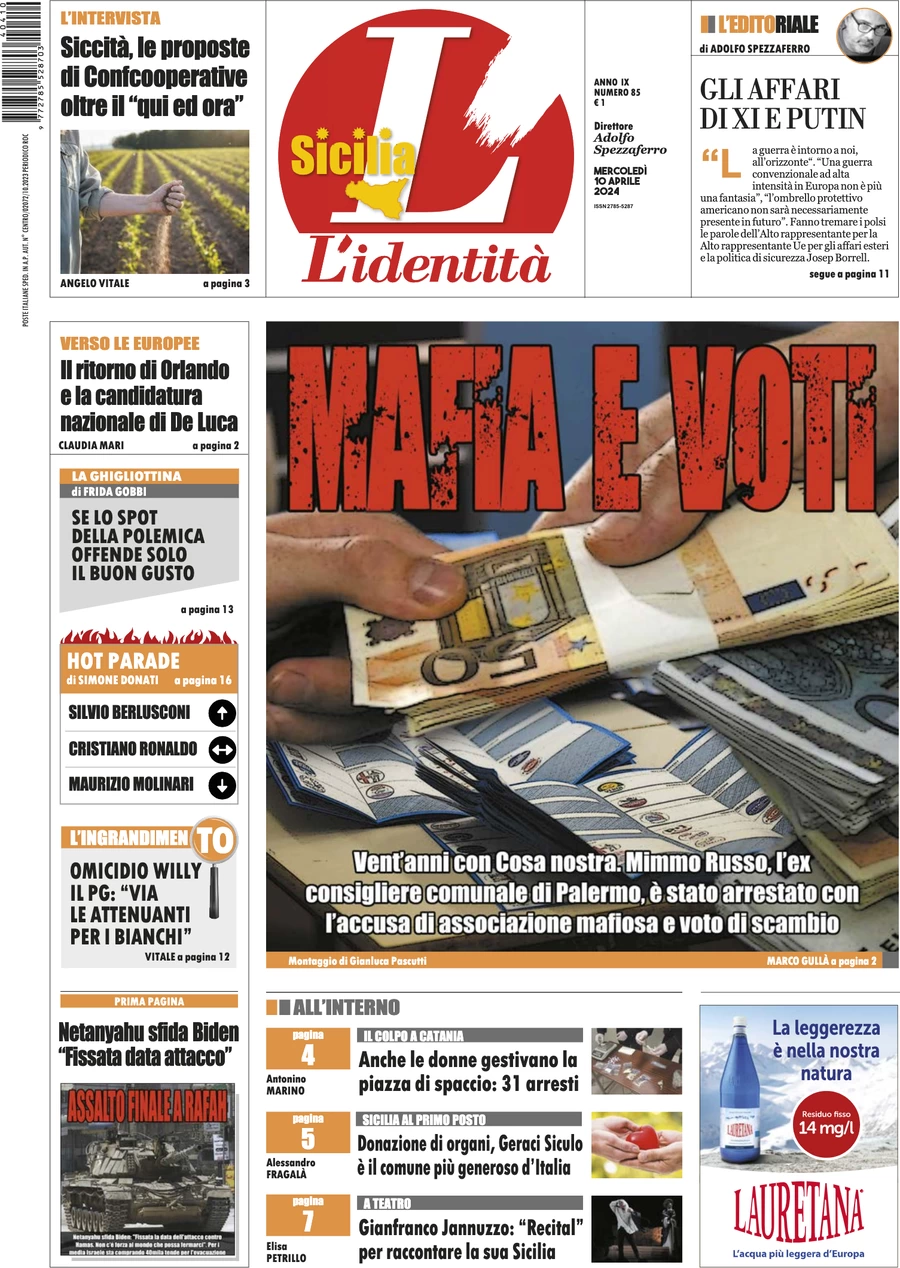 anteprima della prima pagina di lidentit-della-sicilia del 09/04/2024
