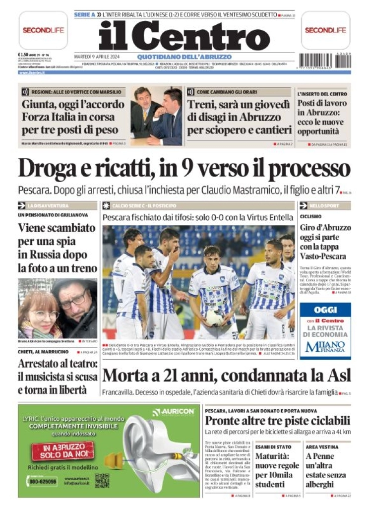 prima pagina - Il Centro (Pescara) del 09/04/2024