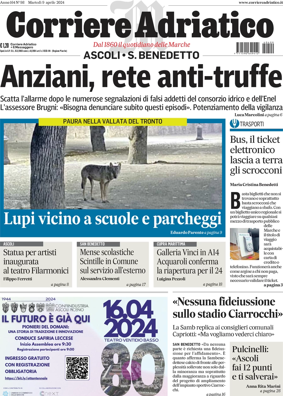 anteprima della prima pagina di corriere-adriatico-ascoli del 09/04/2024