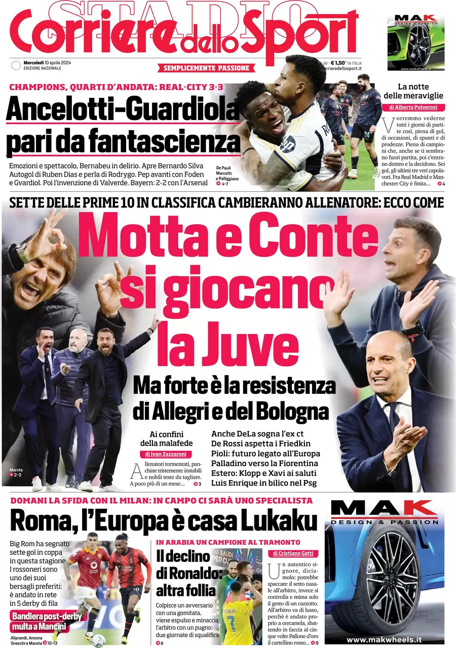 prima pagina - Corriere dello Sport del 10/04/2024