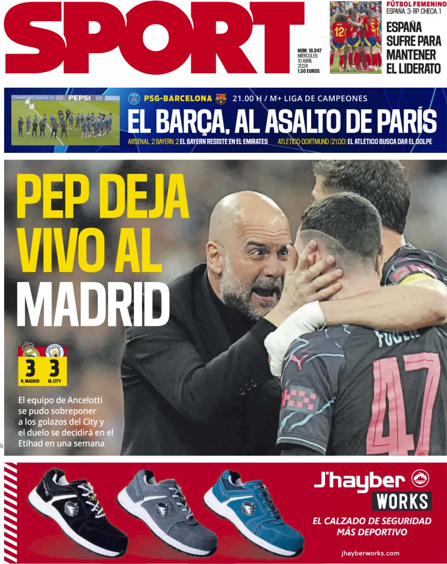 anteprima della prima pagina di sport-barcelona del 10/04/2024