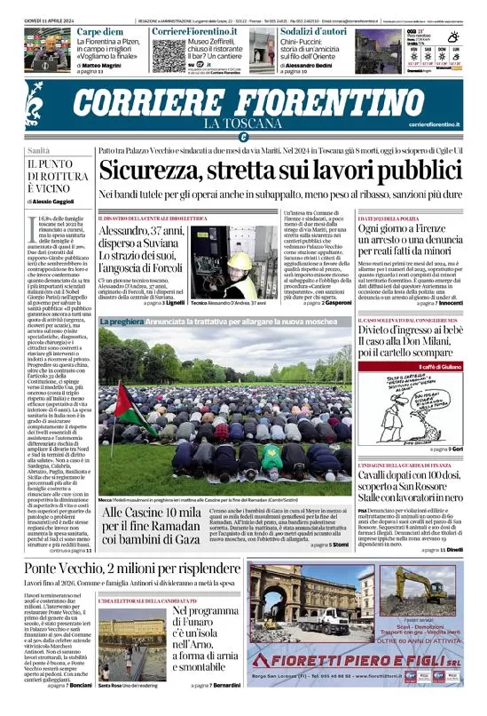 anteprima della prima pagina di corriere-fiorentino del 11/04/2024