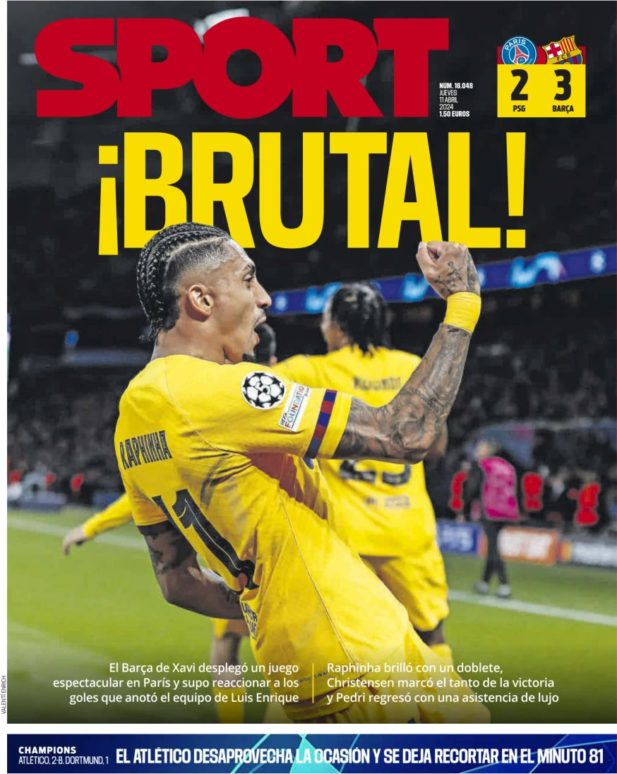anteprima della prima pagina di sport-barcelona del 11/04/2024