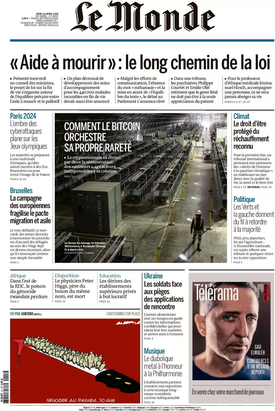 prima pagina - Le Monde del 11/04/2024
