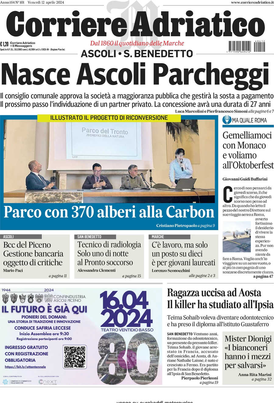 anteprima della prima pagina di corriere-adriatico-ascoli del 12/04/2024