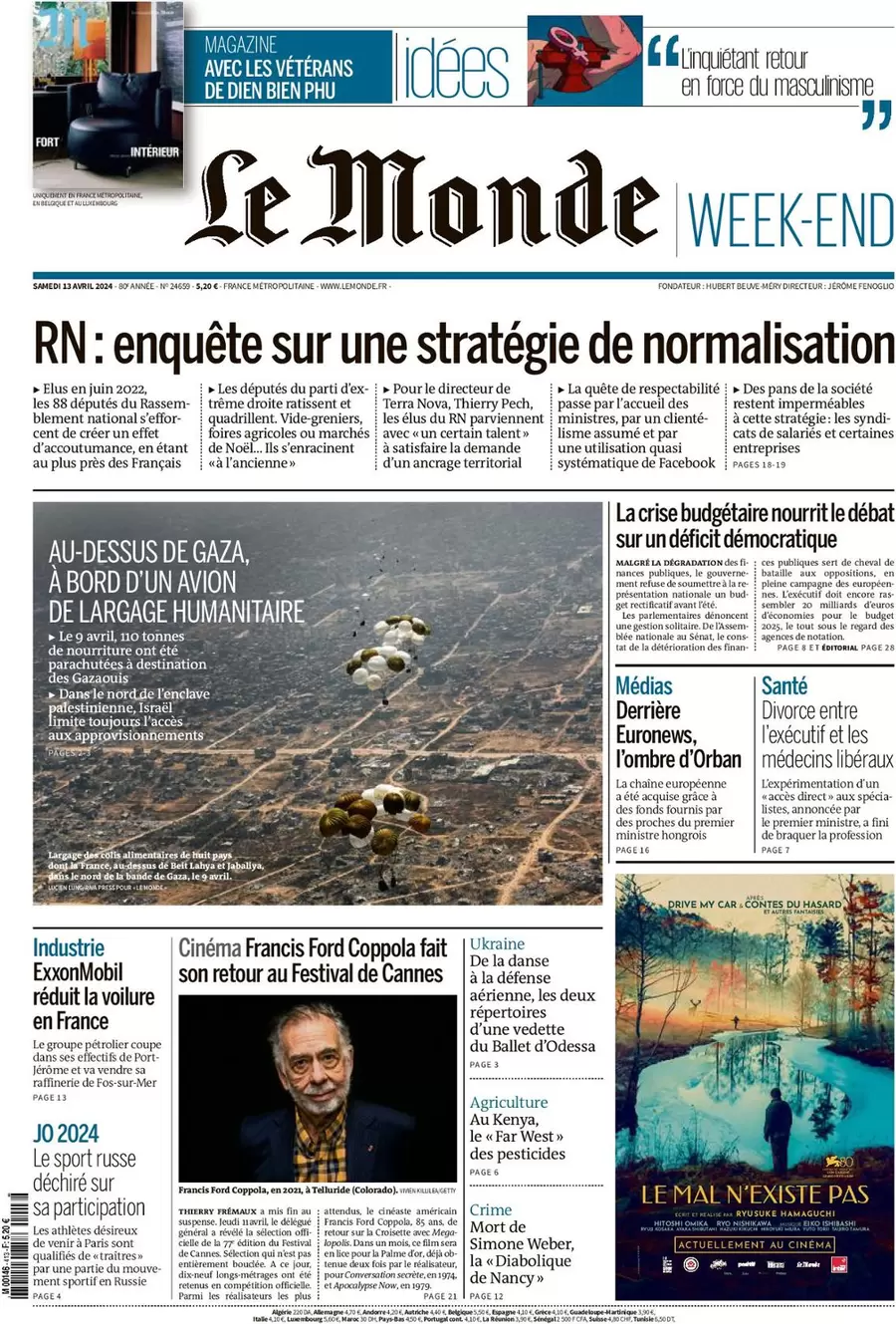 prima pagina - Le Monde del 13/04/2024