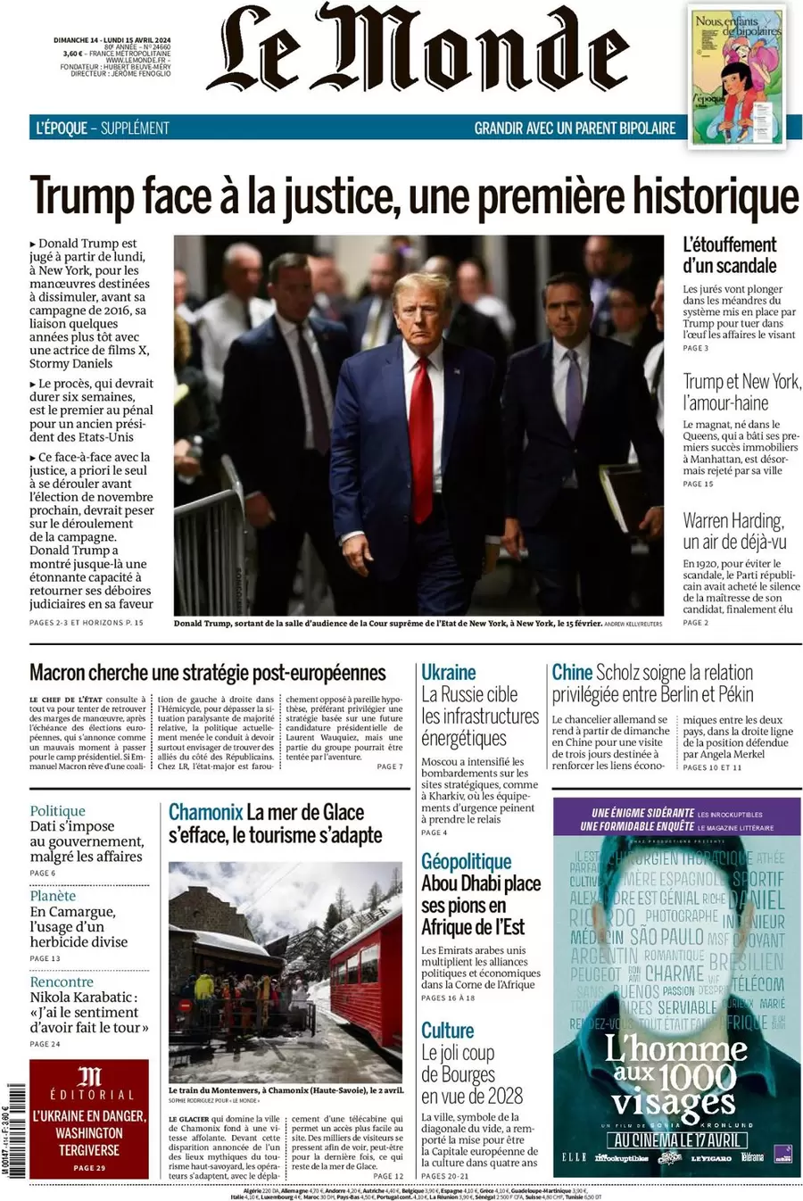 prima pagina - Le Monde del 14/04/2024