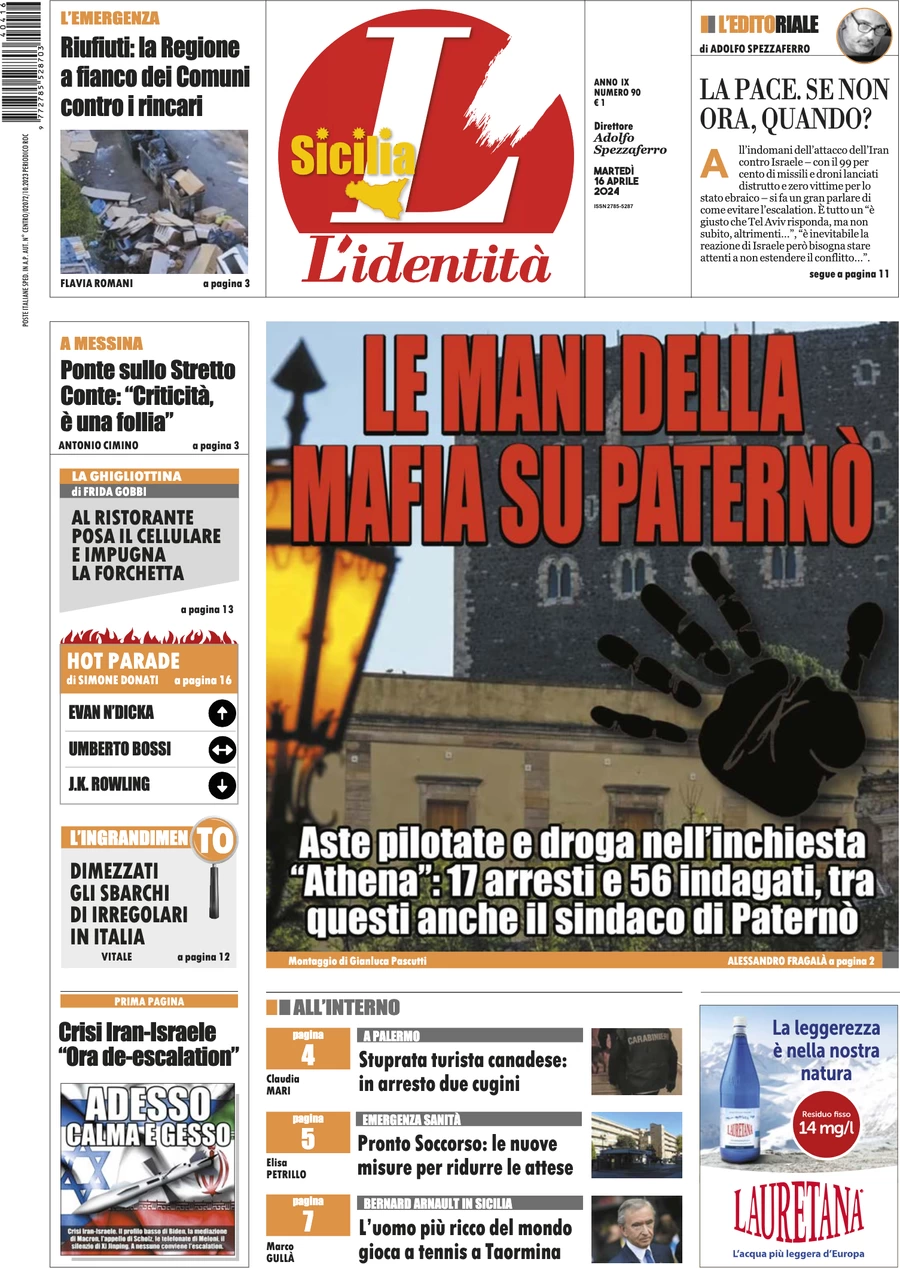 anteprima della prima pagina di lidentit-della-sicilia del 15/04/2024