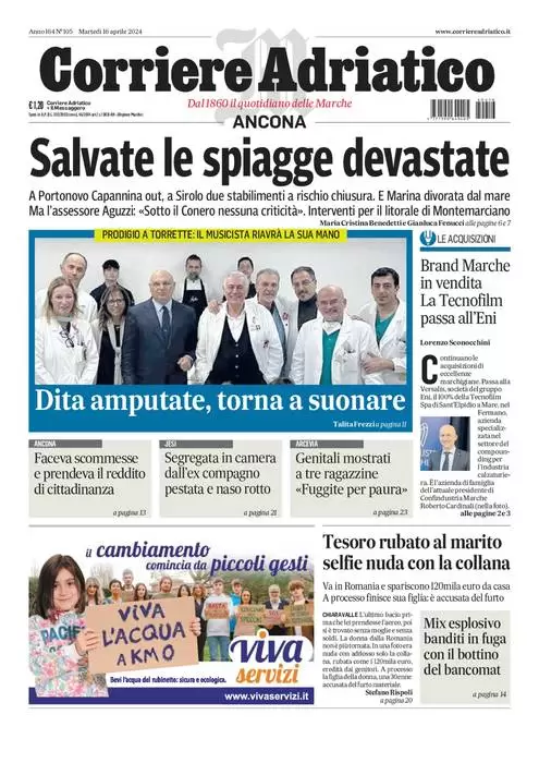 anteprima della prima pagina di corriere-adriatico-ancona del 16/04/2024