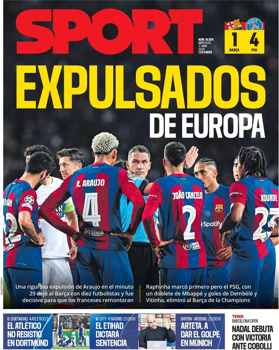 anteprima della prima pagina di sport-barcelona del 17/04/2024