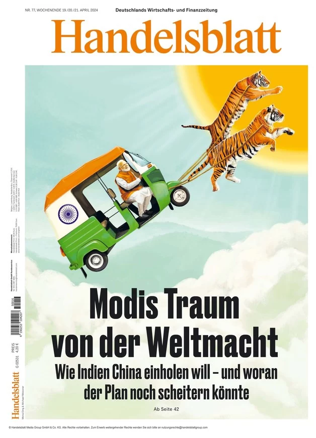 anteprima della prima pagina di handelsblatt del 19/04/2024