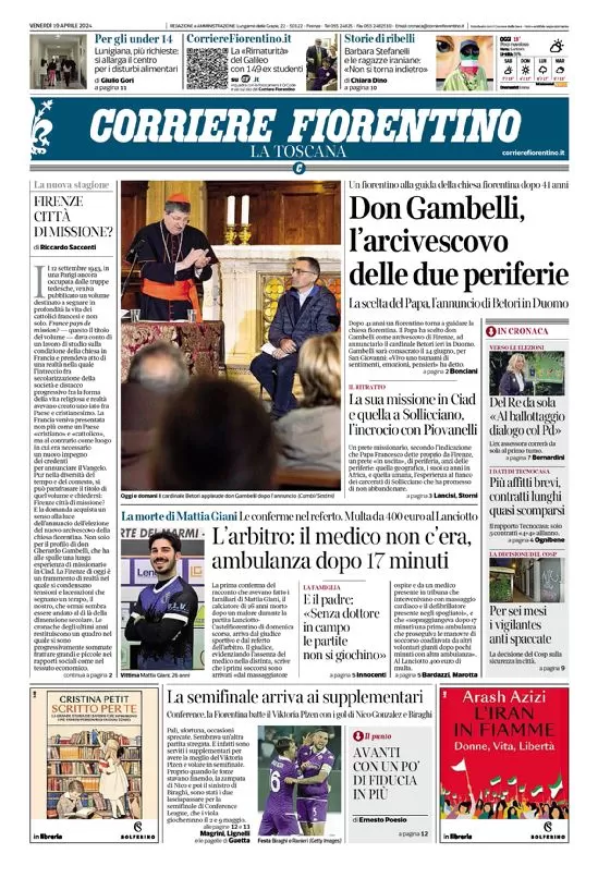 anteprima della prima pagina di corriere-fiorentino del 19/04/2024