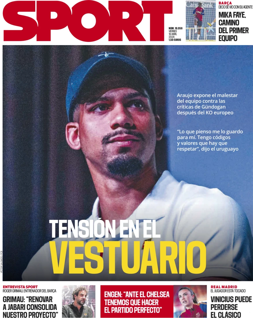 anteprima della prima pagina di sport-barcelona del 19/04/2024